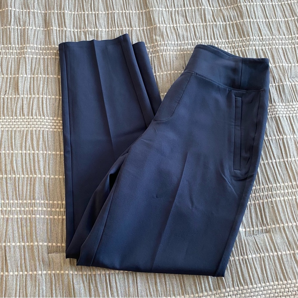 Athleta Navy Endless Pants Sz 0 Work Travel Athleisure Straight Leg High Rise - Picture 14 of 16